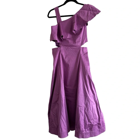 NWT Veronica Beard Beilla One-Shoulder Midi Dress Vivid Orchid - Picture 3 of 15